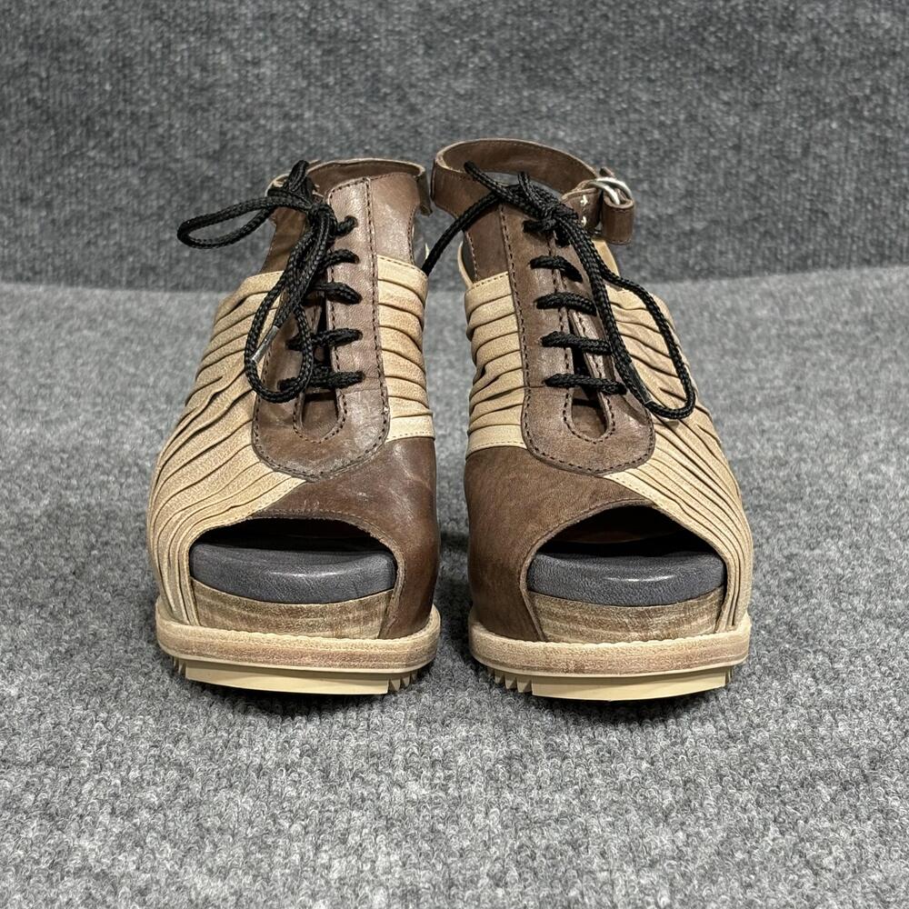 rag & bone Platform Heels Womens Size 6 Brown Lace Up Slingback Made Italy - Picture 6 of 16